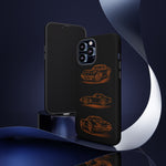 C3 Corvette Line Art Phone Case, Glowing Orange Three-View