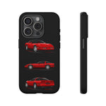 C4 Corvette Art Phone Case Red, Three-View Vector Cover, Gift
