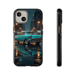 Vintage Teal 1957 Bel Air Classic Car Tough Case | Retro Rainy City Phone Cover