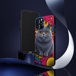British Shorthair Round Pop Art Tough Phone Case