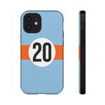 Copy of Blue Orange Number 20 Retro Racing Stripe Tough Phone Case Cover