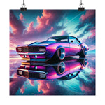 1969 Chevy Camaro Poster Classic Muscle Car Sunset Neon Retro Wall Art