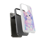 Pastel Cat Phone Case, Headphones Glitch Color Block Cover