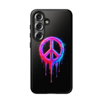 Glitch Peace Sign Phone Case, RGB Melt Digital Art Tough Cover, Gift