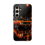 Orange Cuda Phone Case, Rainy City Night Muscle Car Tough Cover