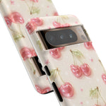Pink Cherry Pattern Phone Case | Cute Retro Fruit Design
