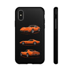 C3 Corvette Art Phone Case Orange, Three-View Vector Cover, Gift