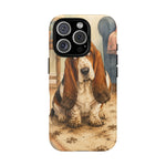 Guilty Basset Hound Phone Case, Muddy Watercolor Art Cover