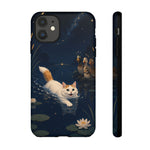 Turkish Van Swimming Cat Tough Case | Whimsical Night Pond, Lily Pads, Ducks