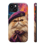Persian Cat Beret Portrait Tough Phone Case - Painterly