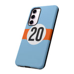 Copy of Blue Orange Number 20 Retro Racing Stripe Tough Phone Case Cover