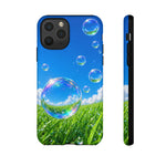 Bubbles Over Grass phone case | Tough Cover
