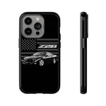 Black Z28 Camaro Phone Case Muscle Car American Flag Tough Cover