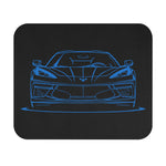 C8 Mouse Pad Blue Line Art Front View Chevy Sports Car Desk Mat Gift