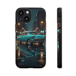 Vintage Teal 1957 Bel Air Classic Car Tough Case | Retro Rainy City Phone Cover