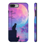 Silhouette Cat Moon Phone Case | Purple Pink Sky Vaporwave Cover