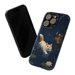 Turkish Van Swimming Cat Tough Case | Whimsical Night Pond, Lily Pads, Ducks