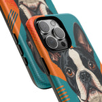 Boston Terrier Pop-Art Portrait Tough Phone Case - Teal Orange