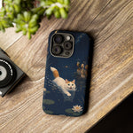 Turkish Van Swimming Cat Tough Case | Whimsical Night Pond, Lily Pads, Ducks