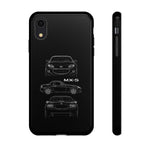 MX-5 Roadster Blueprint Miata Phone Case Featuring Front Side and Rear Views