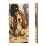 Guilty Basset Hound Phone Case, Muddy Watercolor Art Cover