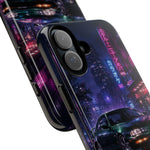 Neon City Night Prelude JDM Car phone case | Vaporwave rainy street