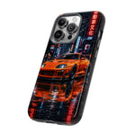 Orange Supra Phone Case, Neon City Night JDM Sports Car Tough Cover