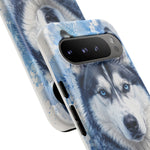 Husky Watercolor Art Tough Phone Case - Icy Blue Dog Portrait