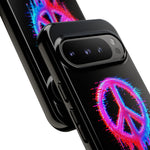Glitch Peace Sign Phone Case, RGB Melt Digital Art Tough Cover, Gift