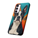 Boston Terrier Pop-Art Portrait Tough Phone Case - Teal Orange