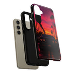 Matte Black Challenger Sunset Tough Phone Case - Palm Silhouette