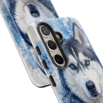 Husky Watercolor Art Tough Phone Case - Icy Blue Dog Portrait