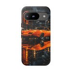 Orange Daytona Phone Case, Rainy City Night Muscle Car Tough Cover