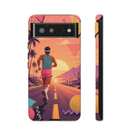 Retro Runner Sunset phone case | 80s Vaporwave jogging design