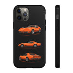 C3 Corvette Art Phone Case Orange, Three-View Vector Cover, Gift