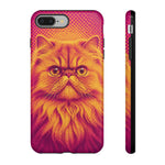 Persian Cat Halftone Dot Portrait Tough Phone Case - Magenta Gold