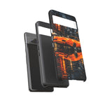 Orange Daytona Phone Case, Rainy City Night Muscle Car Tough Cover