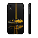 Yellow Camaro Z28 Phone Case, Classic Muscle Car Studio Stripe Cover