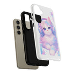Pastel Cat Phone Case, Headphones Glitch Color Block Cover