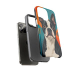 Boston Terrier Pop-Art Portrait Tough Phone Case - Teal Orange