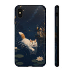 Turkish Van Swimming Cat Tough Case | Whimsical Night Pond, Lily Pads, Ducks