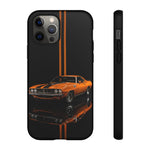 Orange Cuda Phone Case, Muscle Car Stripe Studio Cover, Gift
