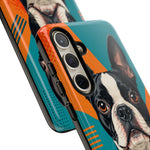 Boston Terrier Pop-Art Portrait Tough Phone Case - Teal Orange