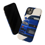 R34 Skyline GT-R Bayside Blue Tough Phone Case for 90s JDM Fans