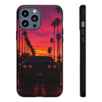 Matte Black Challenger Sunset Tough Phone Case - Palm Silhouette