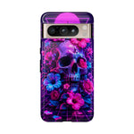 Synthwave Skull Neon Floral Vaporwave Art Tough Phone Case