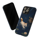 Turkish Van Swimming Cat Tough Case | Whimsical Night Pond, Lily Pads, Ducks