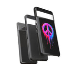 Glitch Peace Sign Phone Case, RGB Melt Digital Art Tough Cover, Gift