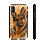 German Shepherd Loyal Watercolor Portrait Art Tough Phone Case