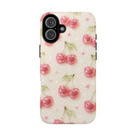 Pink Cherry Pattern Phone Case | Cute Retro Fruit Design